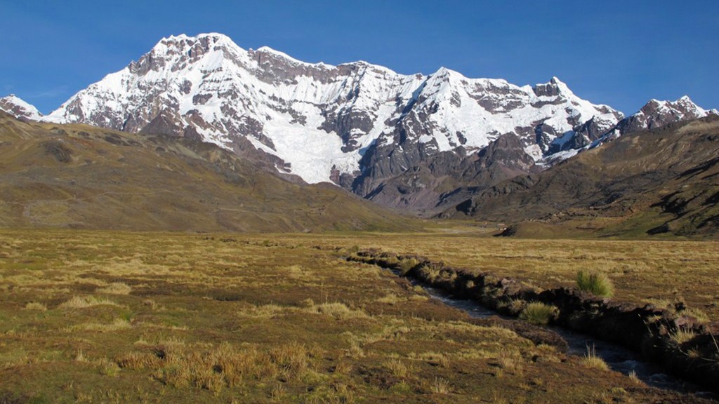 A mountain range with snow on top of it.