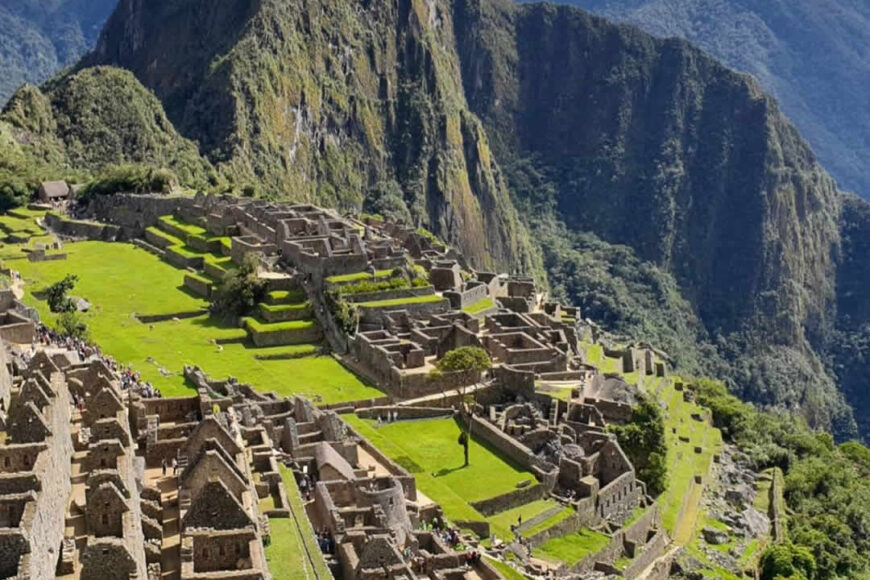 Machu Picchu ruins in the Andes mountains.