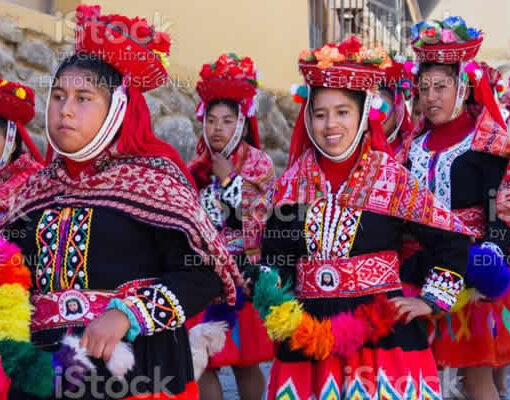 Women in traditional Andean attire.