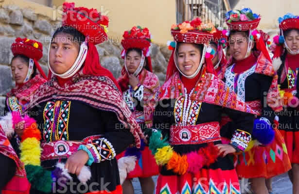 Women in traditional Andean attire.